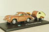 Porsche 356B Coupe with camping trailer and figuren, brown, Cararama 1:43
