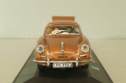 Porsche 356B Coupe with camping trailer and figuren, brown, Cararama 1:43