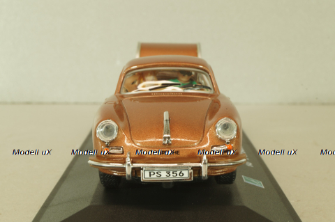 Porsche 356B Coupe with camping trailer and figuren, brown, Cararama 1:43