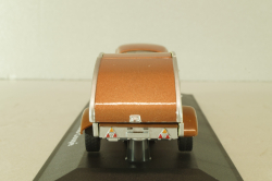 Porsche 356B Coupe with camping trailer and figuren, brown, Cararama 1:43