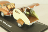 Porsche 356B Coupe with camping trailer and figuren, brown, Cararama 1:43