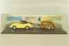 Porsche 356B Cabriolet with camping trailer and figuren, yellow, Cararama 1:43