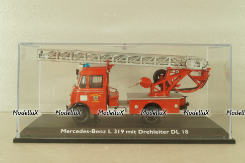 Mercedes L 319 "Feuerwehr" mit Drehleiter DL 18 1958, 02807, Schuco 1:43