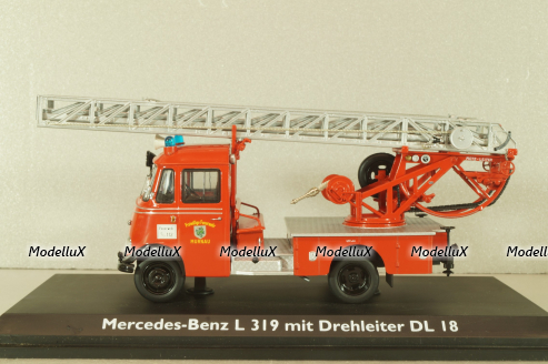 Mercedes L 319 "Feuerwehr" mit Drehleiter DL 18 1958, 02807, Schuco 1:43