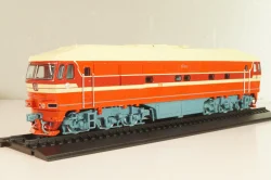 ТЭП70 дизельный локомотив, красный/бежевый, Наши поезда № 11, Modimio, 1:87