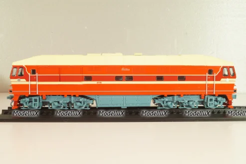 ТЭП70 дизельный локомотив, красный/бежевый, Наши поезда № 11, Modimio, 1:87
