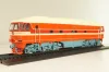 ТЭП70 дизельный локомотив, красный/бежевый, Наши поезда № 11, Modimio, 1:87