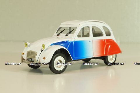 Citroen 2CV Cocorico 1986, white/red/blue, 409532C, Norev 1:43