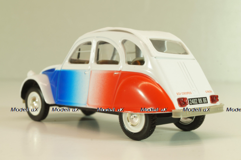 Citroen 2CV Cocorico 1986, white/red/blue, 409532C, Norev 1:43