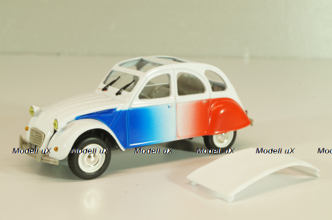 Citroen 2CV Cocorico 1986, white/red/blue, 409532C, Norev 1:43