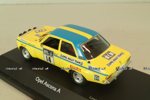 Opel Ascona A #14 RAC Rallye 1972, yellow, 02678, Schuco 1:43
