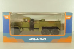 АКЦ-4-214М топливливозаправщик, на шасси Краз-214, хаки, Легендарные грузовики СССР №110, Modimio 1:43