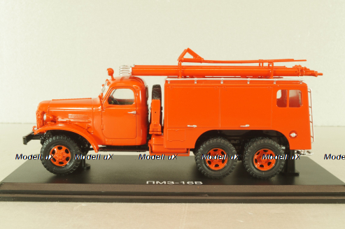 ПМЗ-16В, пожарный автомобиль на шасси Зис-151 1958, красный, SSM1574, SSM 1:43