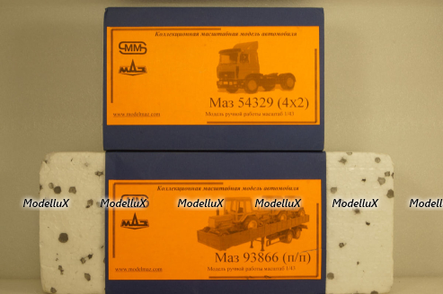 МАЗ-54329 седельный тягач с 2-х осным п/п МАЗ-93866, Студия А.В.Жуковского 1:43