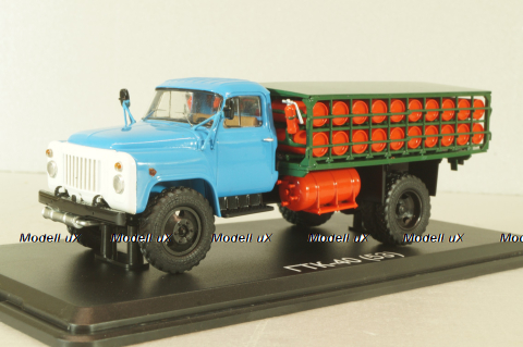 ГТК-40(53) автомобиль для перевозки газовых балонов, на шасси Газ-53 1958, красный, SSM1390, SSM 1:43