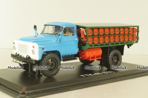 ГТК-40(53) автомобиль для перевозки газовых балонов, на шасси Газ-53 1958, красный, SSM1390, SSM 1:43