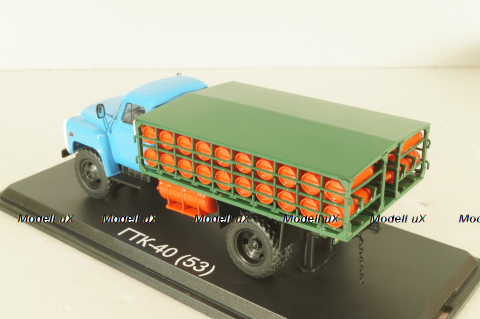 ГТК-40(53) автомобиль для перевозки газовых балонов, на шасси Газ-53 1958, красный, SSM1390, SSM 1:43