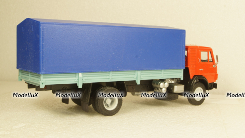 Камаз-5325 Тент, длинный кузов красный/голубой, Алник 1:43
