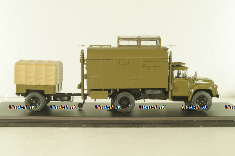 СКП-11(130) Стартовый командный пункт на шасси Зил-130 с прицепом 1962, хаки, военный, SSM7069, SSM 1:43