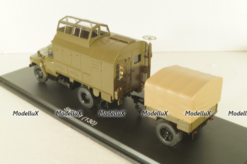 СКП-11(130) Стартовый командный пункт на шасси Зил-130 с прицепом 1962, хаки, военный, SSM7069, SSM 1:43