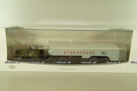 Краз-258Б1 с п/прицепом топливозаправщиком ТЗ-22, хаки/серый, SSM7071, SSM 1:43