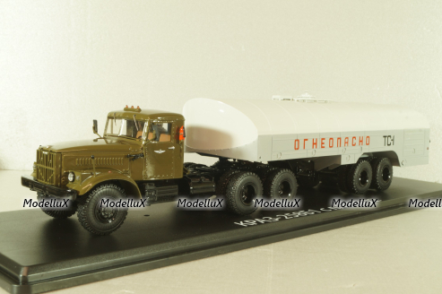 Краз-258Б1 с п/прицепом топливозаправщиком ТЗ-22, хаки/серый, SSM7071, SSM 1:43