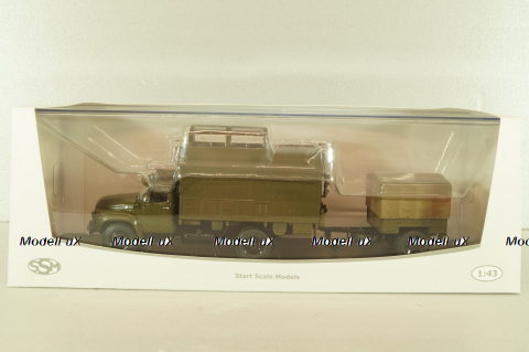СКП-11(130) Стартовый командный пункт на шасси Зил-130 с прицепом 1962, хаки, военный, SSM7069, SSM 1:43