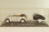 Volkswagen Beeatle with camping trailer and figuren, silver, Cararama 1:43