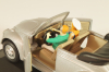 Volkswagen Beeatle with camping trailer and figuren, silver, Cararama 1:43