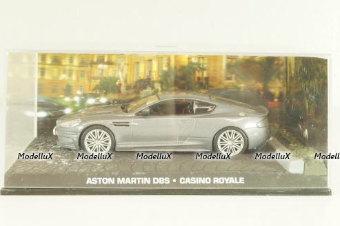Aston Martin DBS from movie "Casino Royale" 2006, silver, James Bond Modellauto Collection #5, Altaya 1:43