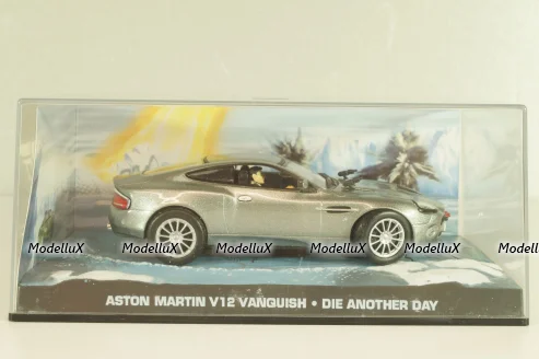 Aston Martin V12 Vanquish from movie "Die another day" 2002, silver, James Bond Modellauto Collection №2, Altaya 1:43