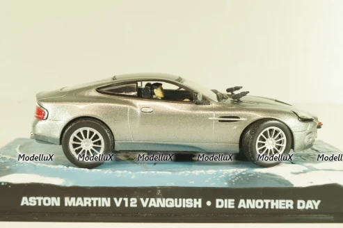 Aston Martin V12 Vanquish from movie "Die another day" 2002, silver, James Bond Modellauto Collection №2, Altaya 1:43