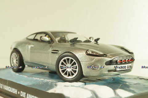 Aston Martin V12 Vanquish from movie "Die another day" 2002, silver, James Bond Modellauto Collection №2, Altaya 1:43