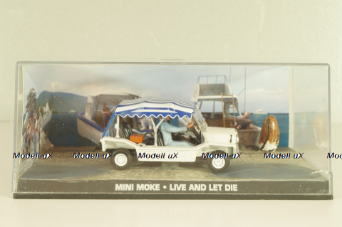 Mini Moke from movie "Live and let die" 1973, white, James Bond Modellauto Collection #24, Altaya 1:43
