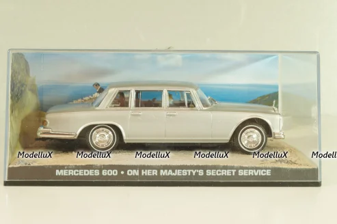 Mercedes-Benz 600 (W100) from movie "On her Majesty's secret service" 1969, silver, James Bond Modellauto Collection #32, Altaya 1:43