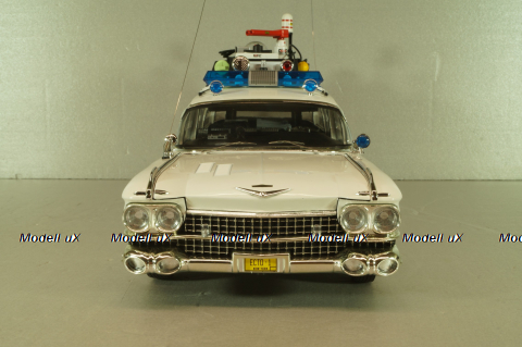 Cadillac Ecto 1 from movie car Ghostbusters with tools, white, W1176, Hot Wheels Elit 1:18