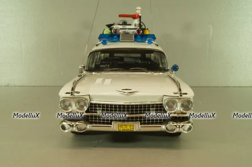 Cadillac Ecto 1 from movie car Ghostbusters with tools, white, W1176, Hot Wheels Elit 1:18