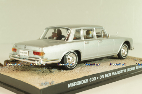 Mercedes-Benz 600 (W100) from movie "On her Majesty's secret service" 1969, silver, James Bond Modellauto Collection #32, Altaya 1:43