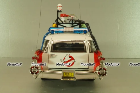 Cadillac Ecto 1 from movie car Ghostbusters with tools, white, W1176, Hot Wheels Elit 1:18