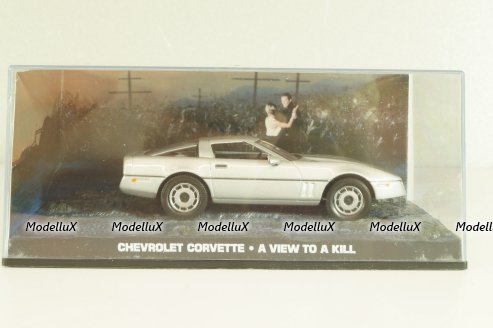Chevrolet Corvette (C4) from movie "A view to a kill" 1985, silver, James Bond Modellauto Collection #37, Altaya 1:43
