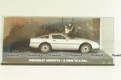 Chevrolet Corvette (C4) from movie "A view to a kill" 1985, silver, James Bond Modellauto Collection #37, Altaya 1:43