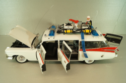 Cadillac Ecto 1 from movie car Ghostbusters with tools, white, W1176, Hot Wheels Elit 1:18