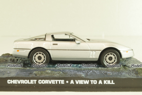 Chevrolet Corvette (C4) from movie "A view to a kill" 1985, silver, James Bond Modellauto Collection #37, Altaya 1:43