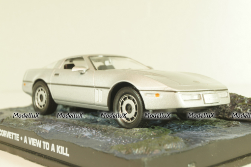 Chevrolet Corvette (C4) from movie "A view to a kill" 1985, silver, James Bond Modellauto Collection #37, Altaya 1:43