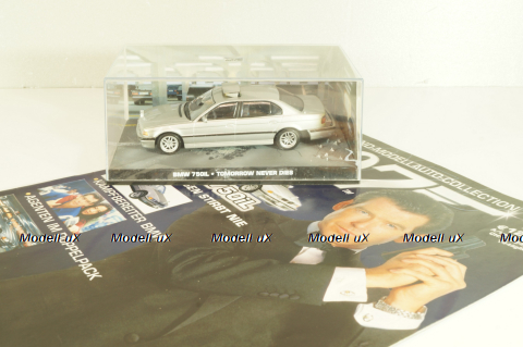 BMW 750iL (E38) from movie "Tomorrow never dies" 1997, silver, James Bond Modellauto Collection #15, Altaya 1:43
