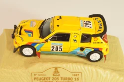 Peugeot 205 Turbo 16 #205 Raid Rally Paris–Dakar 1987, A. Vatanen/B.Giroux, yellow, Norev 1:43