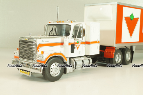 Chevrolet Bison with semi-trailer Canadian Tire, 1978, white/orange, American trucks, France №81, Altaya 1:43