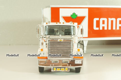 Chevrolet Bison with semi-trailer Canadian Tire, 1978, white/orange, American trucks, France №81, Altaya 1:43