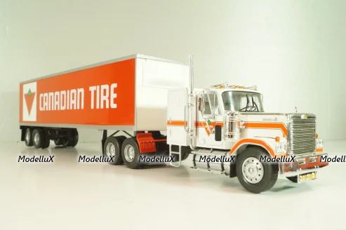 Chevrolet Bison with semi-trailer Canadian Tire, 1978, white/orange, American trucks, France №81, Altaya 1:43