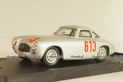 Mercedes-Benz 300 SL Gullwing #613 4th Mille Miglia 1952 Caracciola/Kurrle, silver, BG7213, Bang 1:43